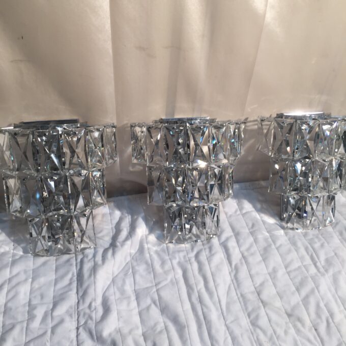Set of four crystal glass sconces by Kinkeldey.