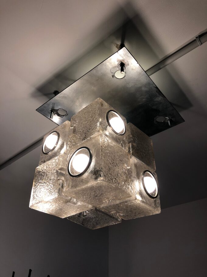 VeArt Murano Glass Cube Chandelier by Toni Zuccheri. Italy 1970s