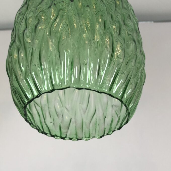Set of two vintage Italian metal and glass pendant lamps from 60s