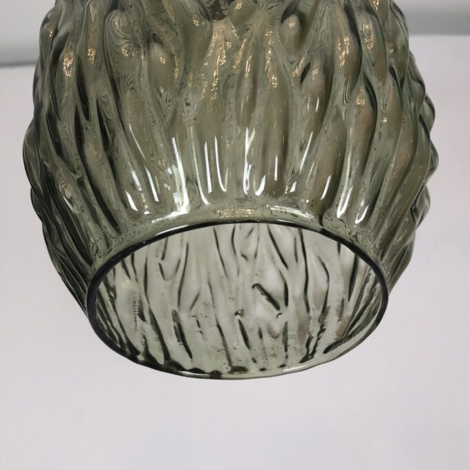 Set of two vintage Italian metal and glass pendant lamps from 60s