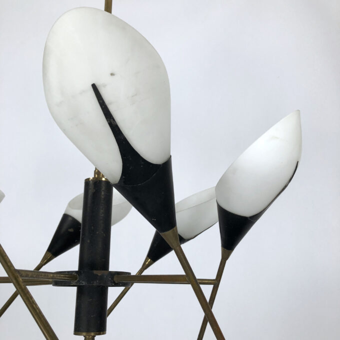 Stilnovo, Mid-century Italian brass chandelier from 1950s