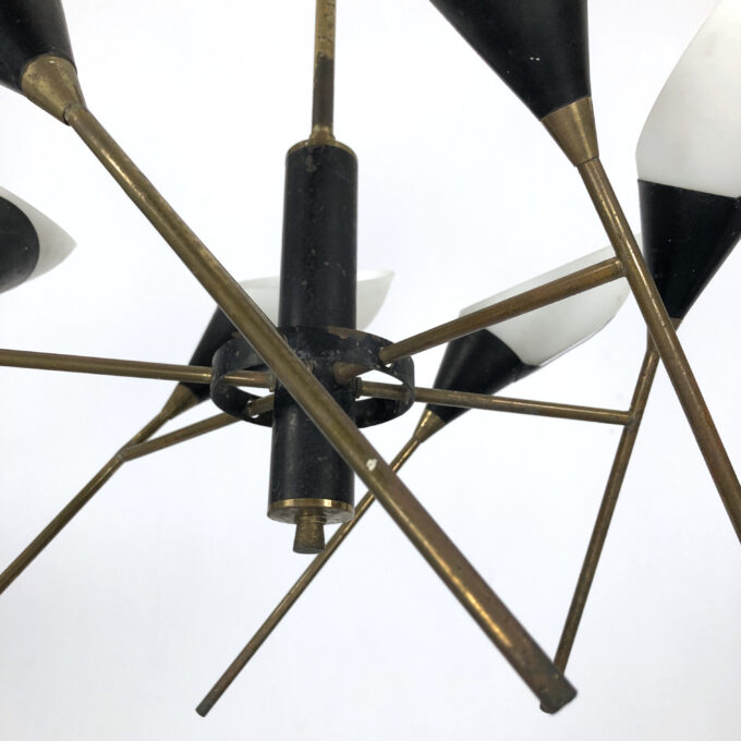 Stilnovo, Mid-century Italian brass chandelier from 1950s