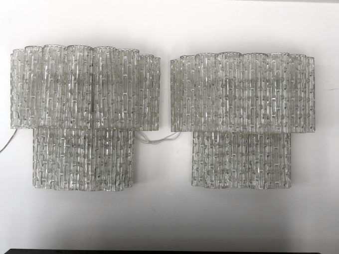 Mid-century Italian Clear Murano glass sconces. Set of two