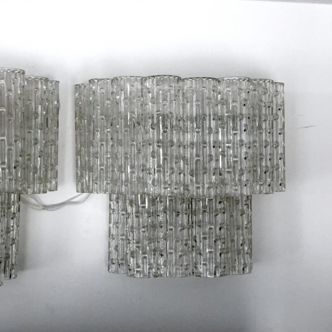 Mid-century Italian Clear Murano glass sconces. Set of two