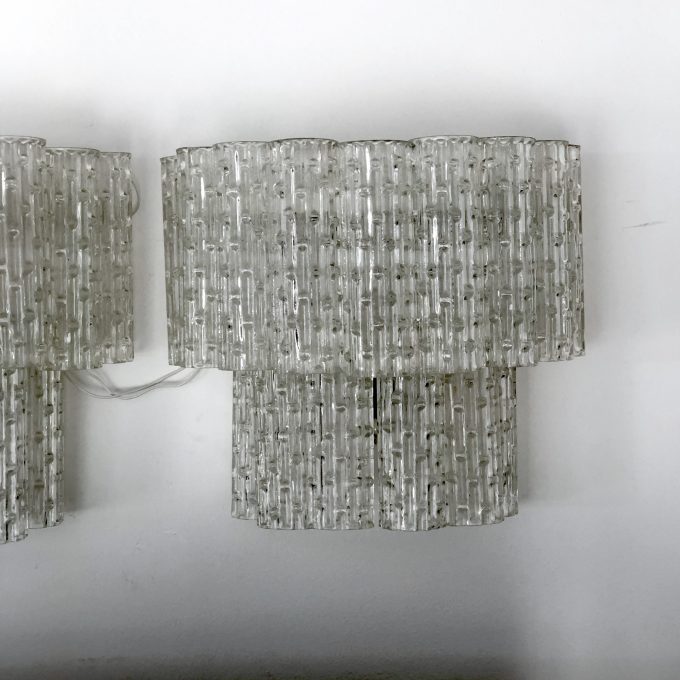 Mid-century Italian Clear Murano glass sconces. Set of two
