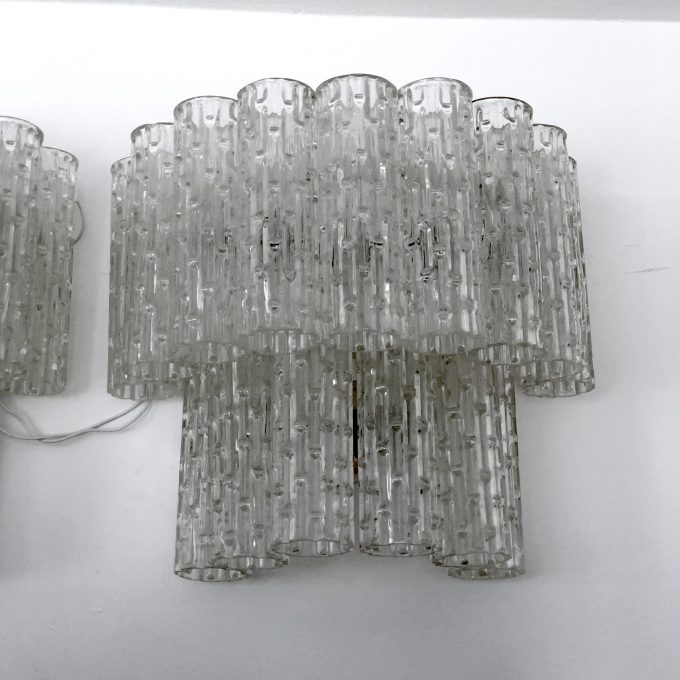 Mid-century Italian Clear Murano glass sconces. Set of two