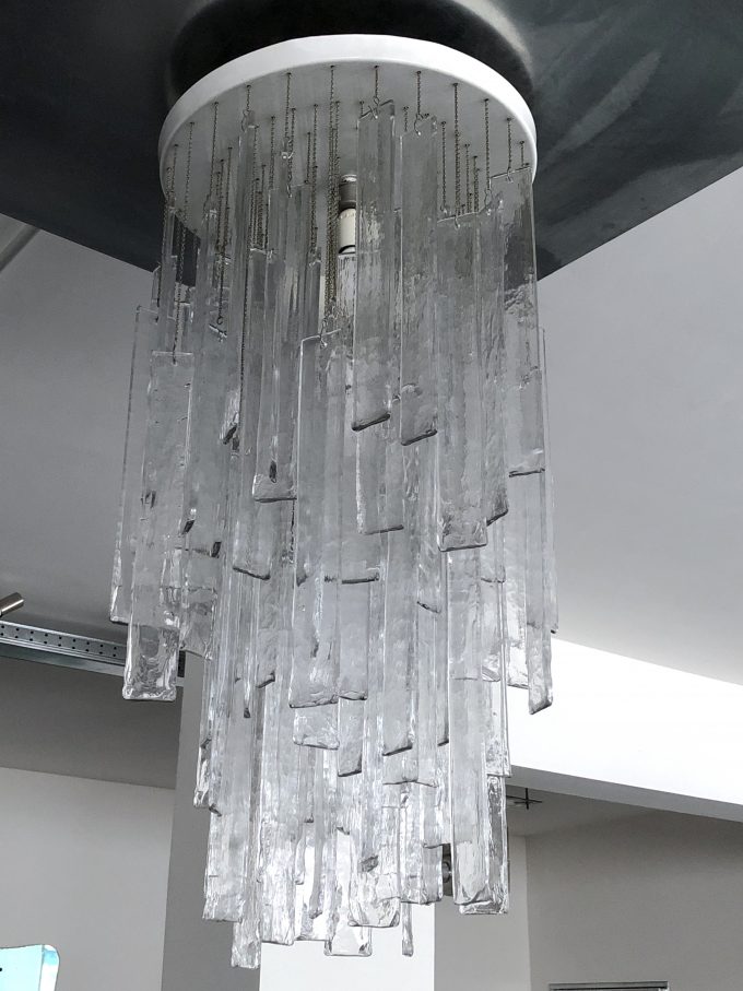 Mazzega, Vintage Clear Murano Glass Elements Chandelier from 70s