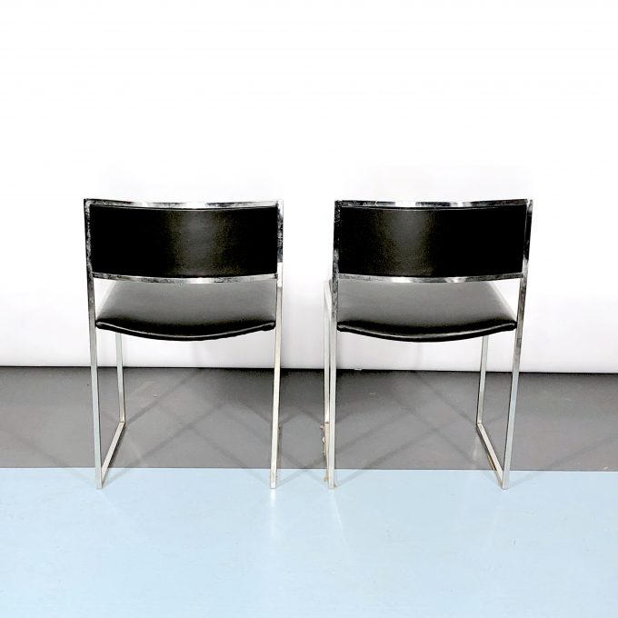 Romeo Rega, set of four chrome and leather dining chairs from 60s