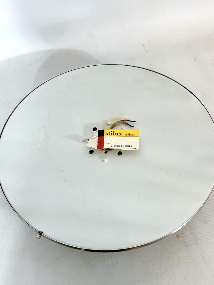Stilux Milano, XXL size Mid-Century aluminum and glass ceiling lamp or sconce