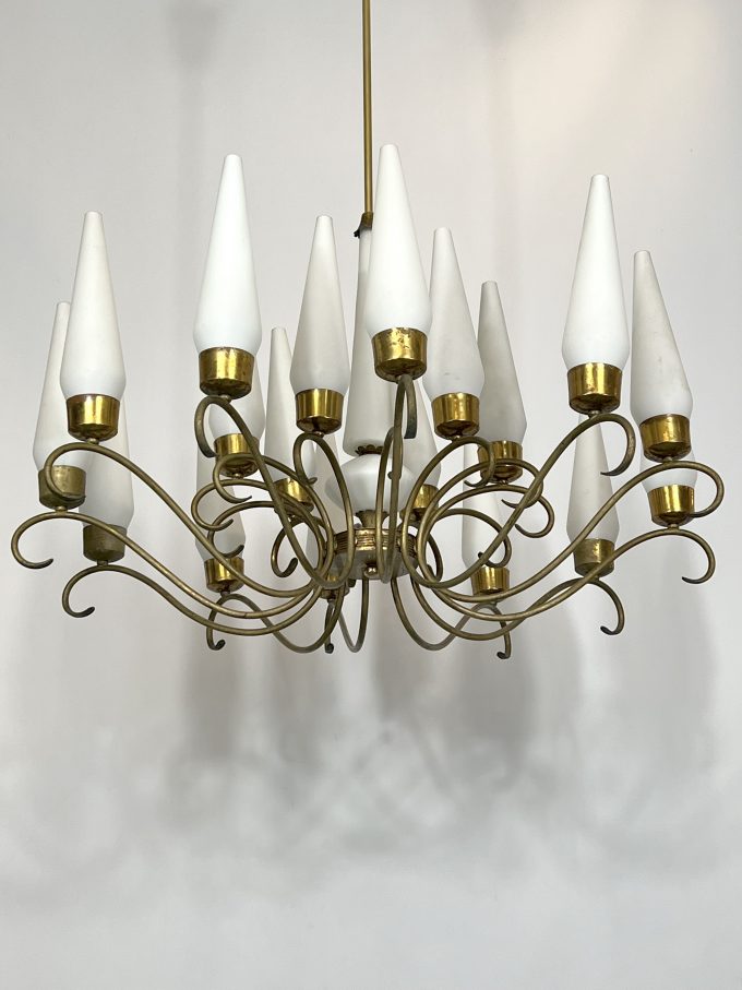 Arredoluce Monza, Large Mid-Century 18 lights chandelier from 50s