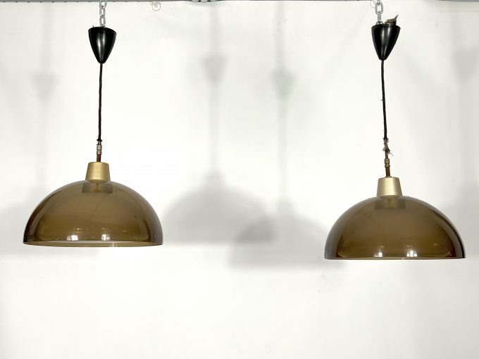 Mid-century modern pair of plexiglass chandelier by Candle