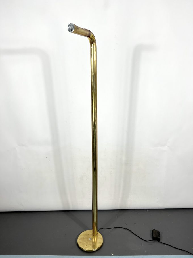 Vintage brass tube floor lamp. Italy 1970s