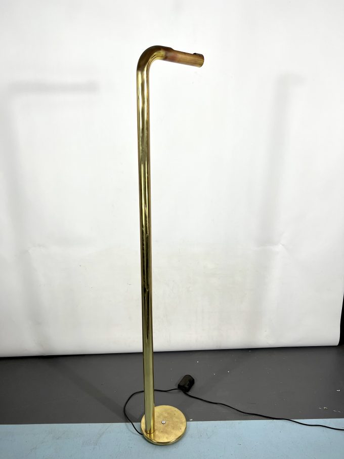 Vintage brass tube floor lamp. Italy 1970s