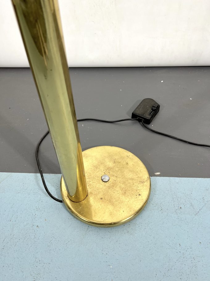 Vintage brass tube floor lamp. Italy 1970s