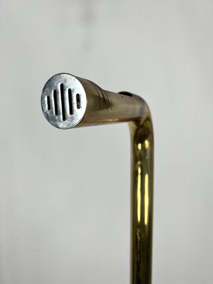 Vintage brass tube floor lamp. Italy 1970s