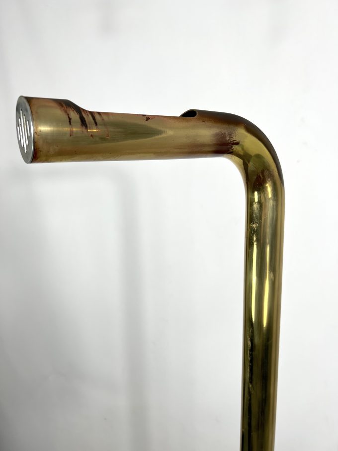 Vintage brass tube floor lamp. Italy 1970s