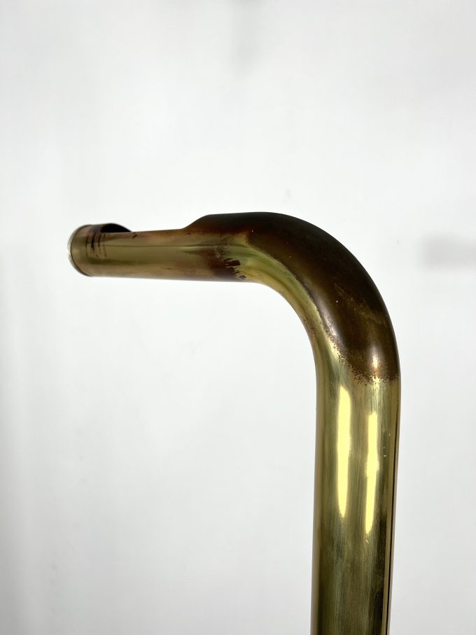 Vintage brass tube floor lamp. Italy 1970s