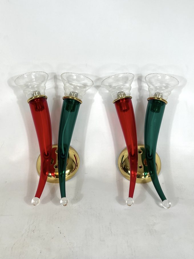 Vintage Pair of Murano glass sconces signed by VeArt, Italy 1970s