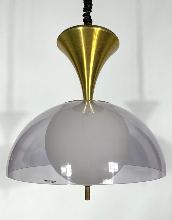 Vintage brass Stilux Milano chandelier. Italy 1960s