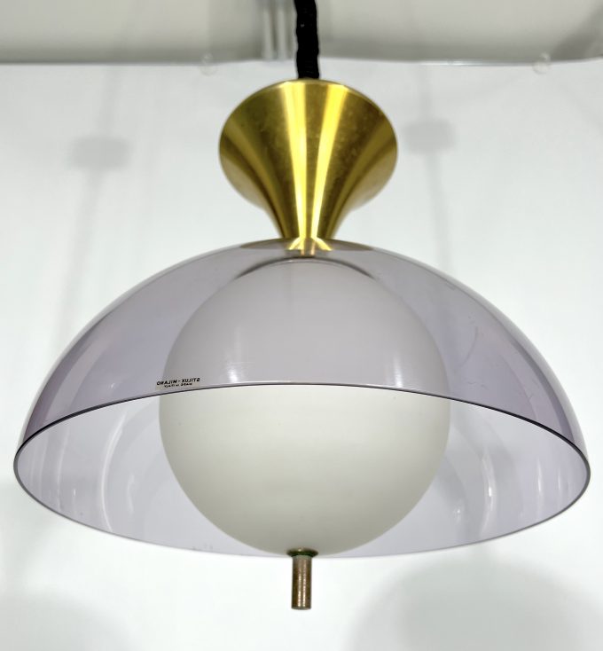 Vintage brass Stilux Milano chandelier. Italy 1960s