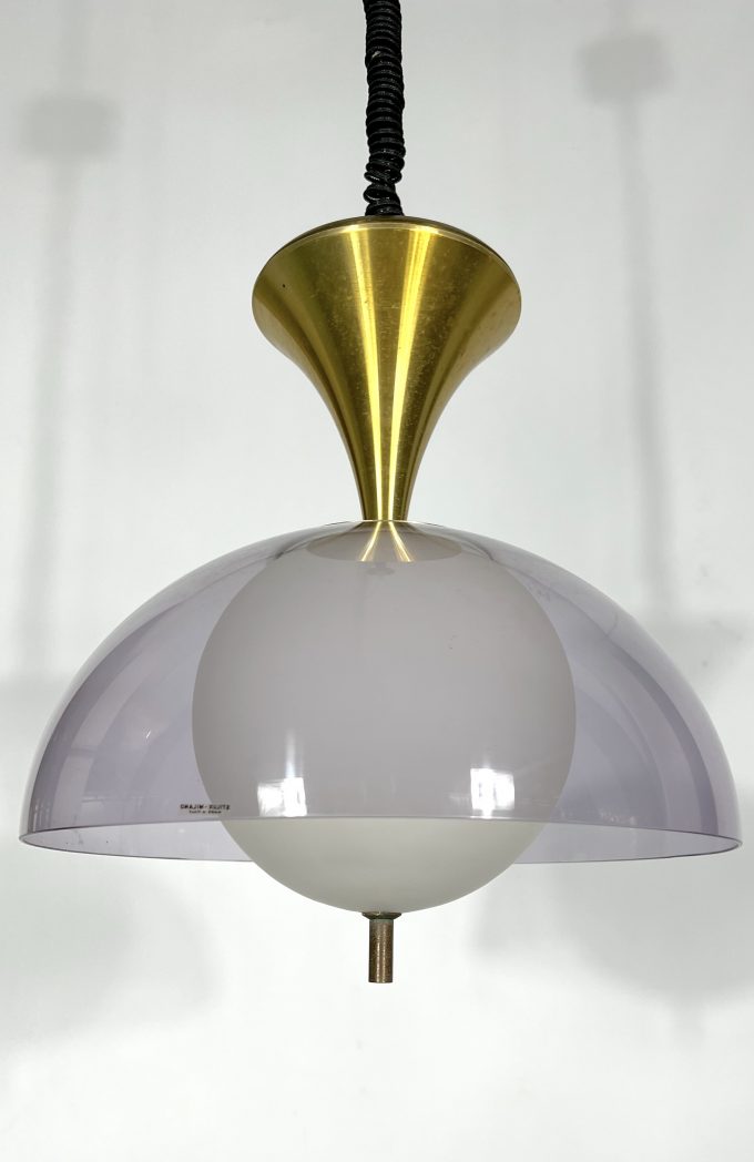 Vintage brass Stilux Milano chandelier. Italy 1960s