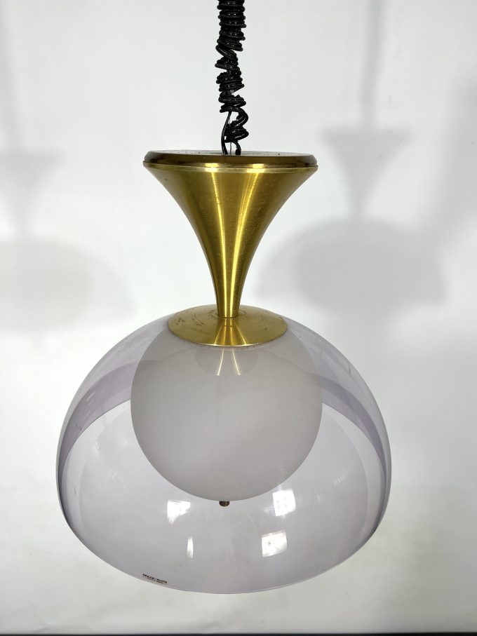 Vintage brass Stilux Milano chandelier. Italy 1960s