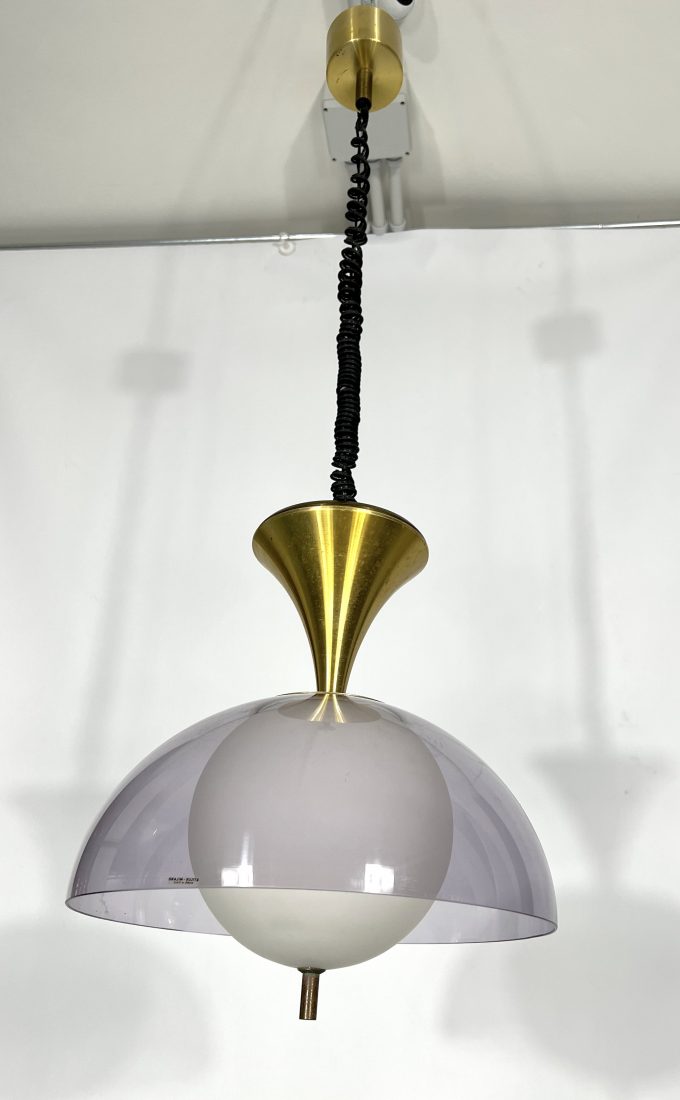 Vintage brass Stilux Milano chandelier. Italy 1960s