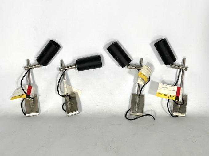 Mid-century modern set of four inedited orientable Gloria model spotlights by Stilux Milano