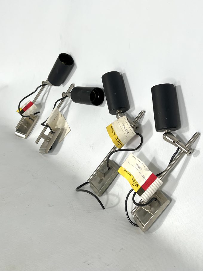 Mid-century modern set of four inedited orientable Gloria model spotlights by Stilux Milano
