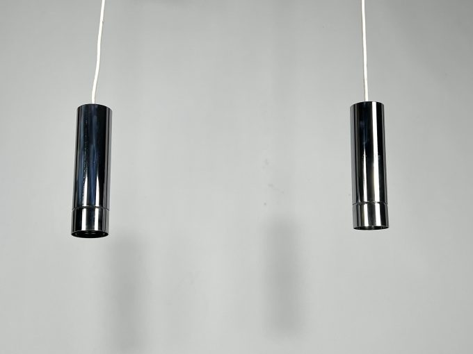 Stilux Milano, set of two chrome pendant lamps from 70s