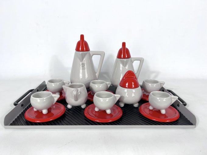 Ceramic Coffee Set by Mas for Memphis Milano, 1980s, Set of 11