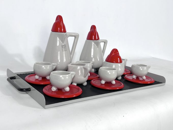 Ceramic Coffee Set by Mas for Memphis Milano, 1980s, Set of 11