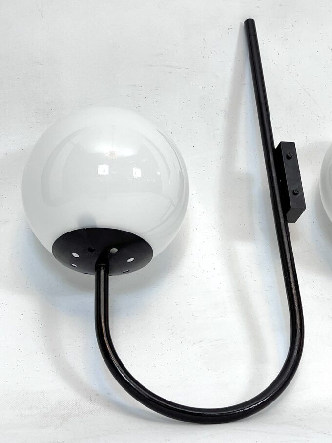 Mid-Century Italian set of three large sphere wall lamps from 60s