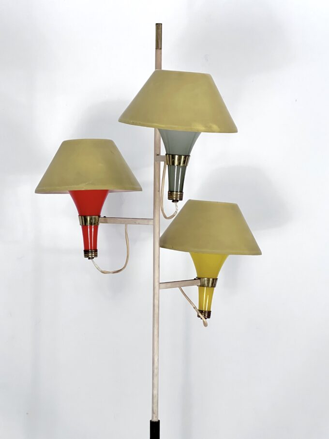 Mid-century Modern three arms floor lamp by Stilux Milano. Italy 1950s