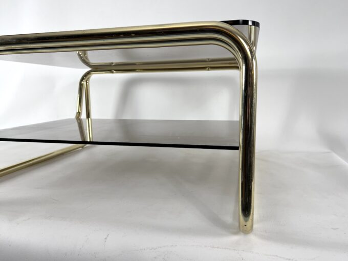 Vintage Italian brass and glass coffee table from 70s
