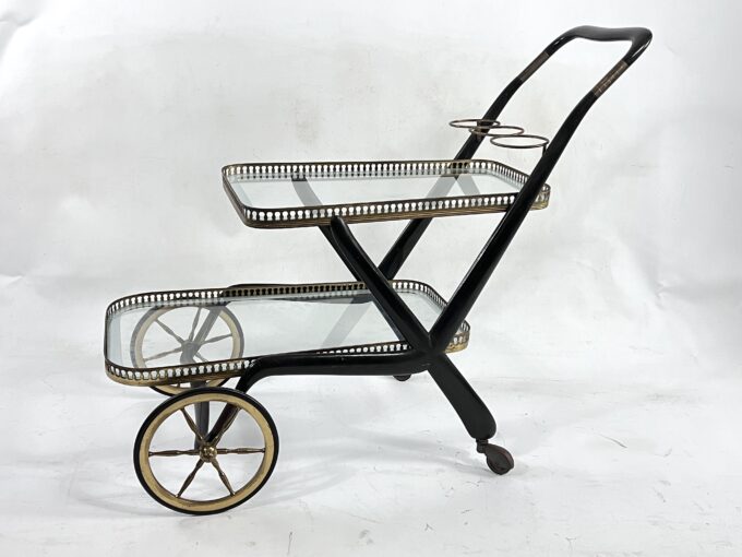 Rare Mid-Century Cesare Lacca Serving Bar Cart. Italy 1950s