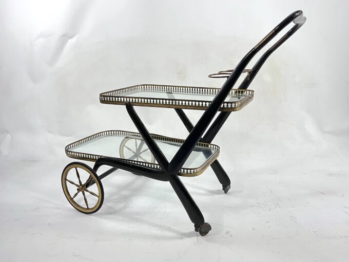 Rare Mid-Century Cesare Lacca Serving Bar Cart. Italy 1950s