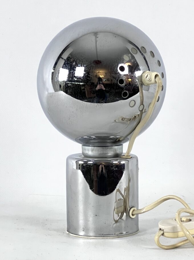 Italian Space Age chrome table lamp signed by Reggiani