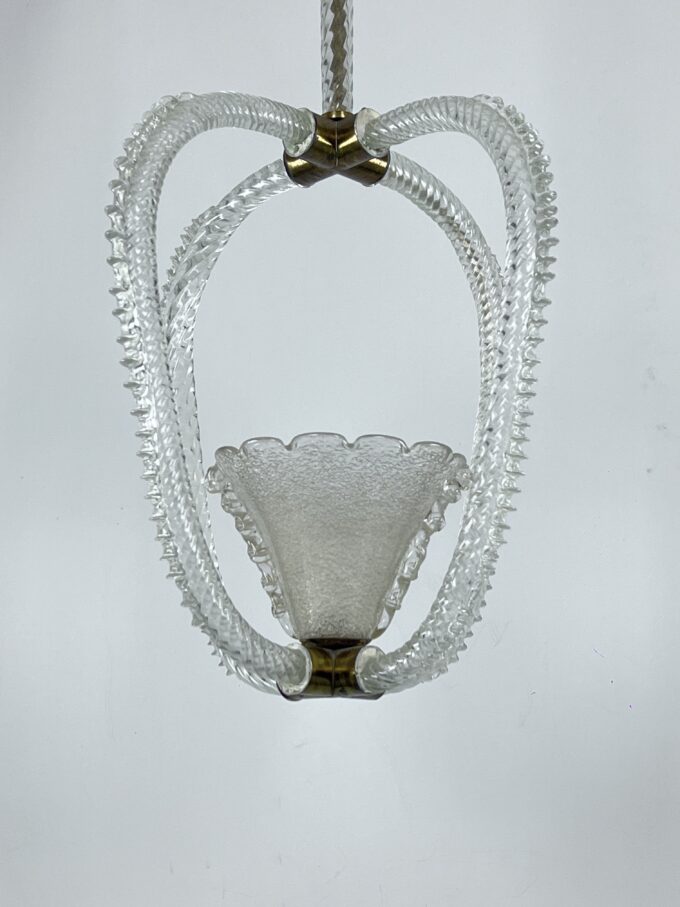 Ercole Barovier, Art Deco Murano glass pendant. Italy 1930s