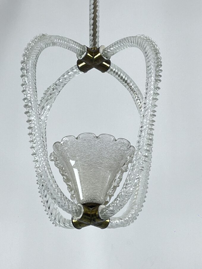 Ercole Barovier, Art Deco Murano glass pendant. Italy 1930s