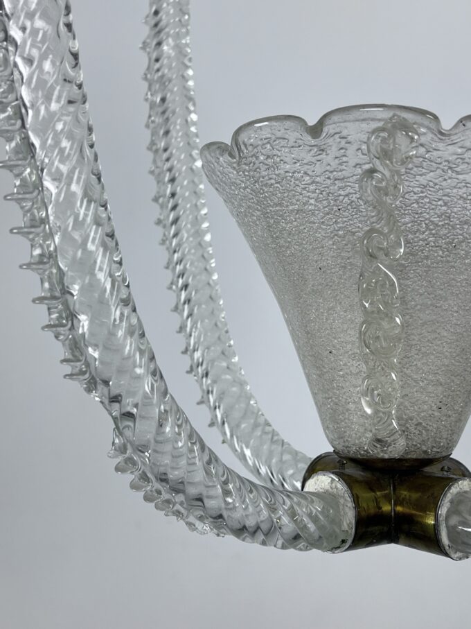Ercole Barovier, Art Deco Murano glass pendant. Italy 1930s