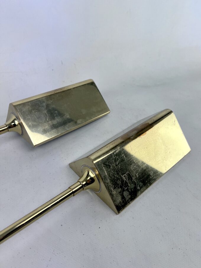 Postmodern pair of articulated brass wall lamps by Baulmann Leuchten. Germany 1980s