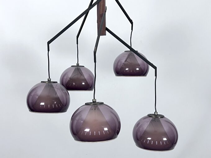 Rare Large Vintage brass and plexiglass chandelier by Lampter Milano, Italy 1950s