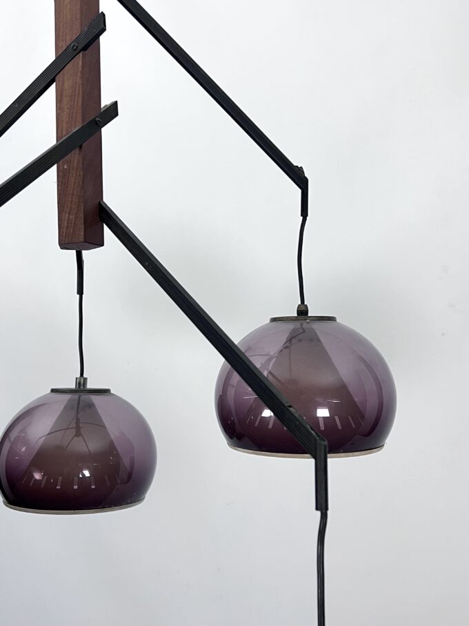 Rare Large Vintage brass and plexiglass chandelier by Lampter Milano, Italy 1950s