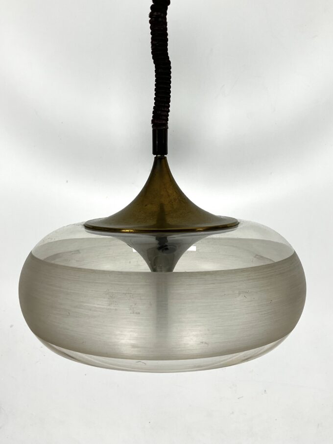 Vintage Goffredo Reggiani Brass and Acrylic chandelier. Italy 1960s