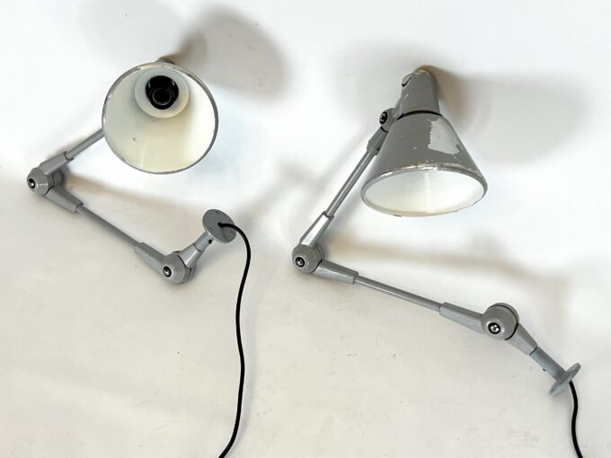 Mid-Century Stilnovo, set of two rare wall lamps in metal. Italy 1960s