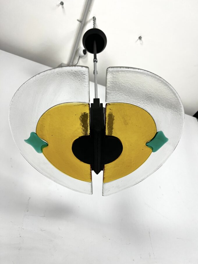 Postmodern Italian Thick Murano glass chandelier from 80s