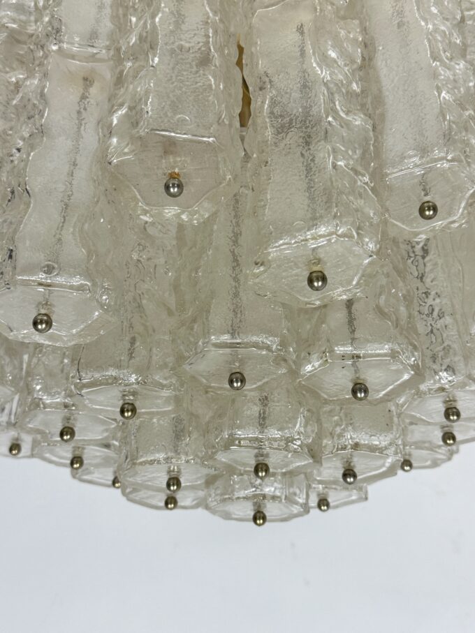 Pair of Murano glass elements chandelier by Venini. Italy 1970s.