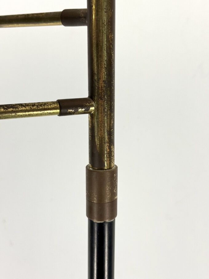 Mid-Century brass and opaline glass six arms floor lamp by Stilnovo. Italy 1950s