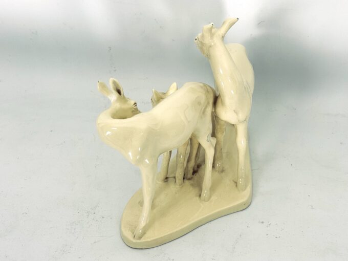 Vintage deer family sculpture in ceramic. Italy 1950s